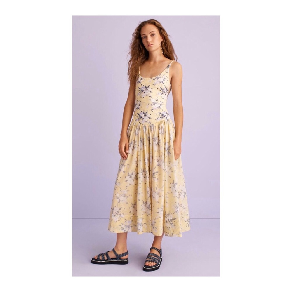 Rebecca Taylor Yellow Floral Midi Dress